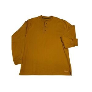 NWT Cabela's Men's L Long Sleeve Henley Shirt Bullet Brass Cotton Outdoor New